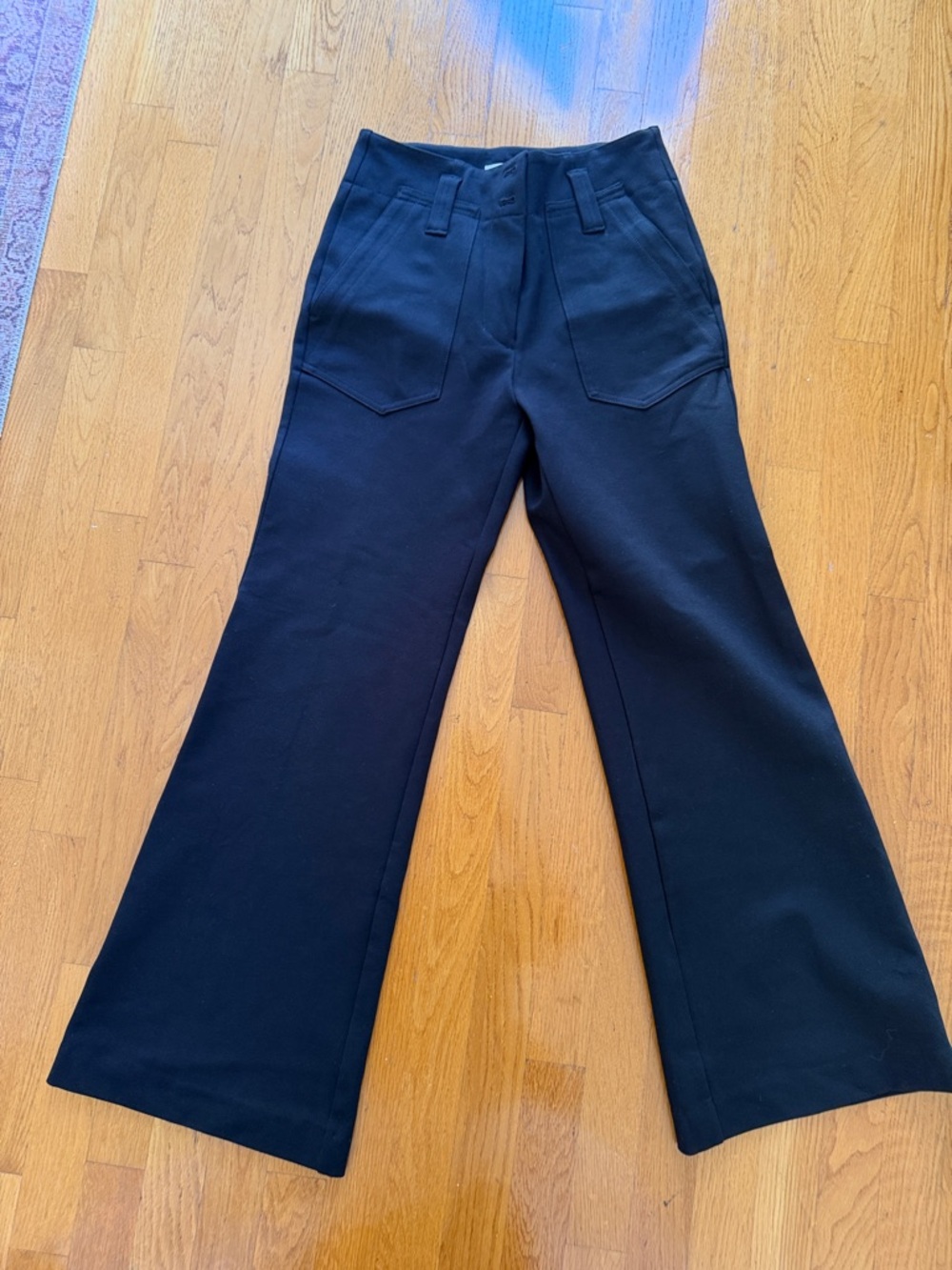 Maeve Black Wide-Leg High-Rise Pants